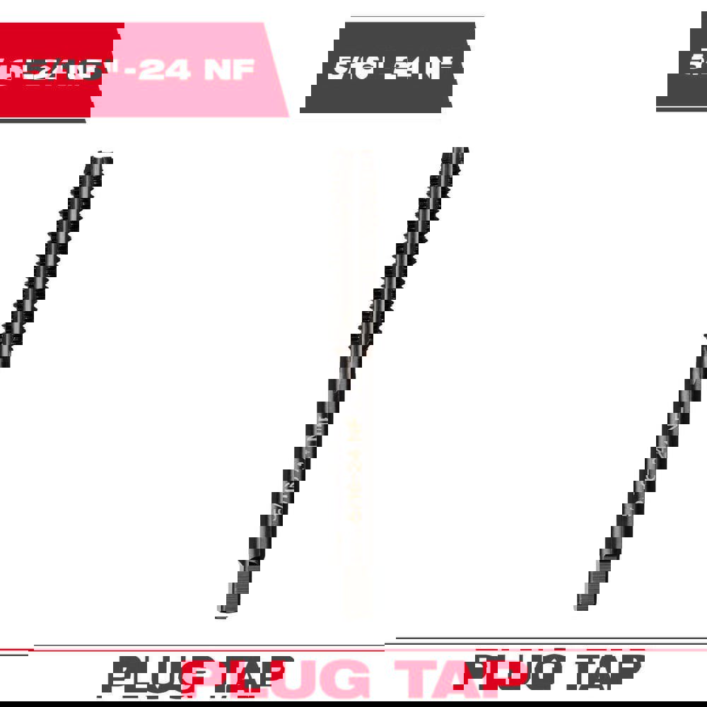 Straight Flute Taps; Tap Type: Straight Flute ; Thread Size (Inch): 5/16-24 (UNF) ; Chamfer: Plug ; Material: High-Carbon Steel ; Coating/Finish: Black Oxide ; Thread Direction: Right Hand